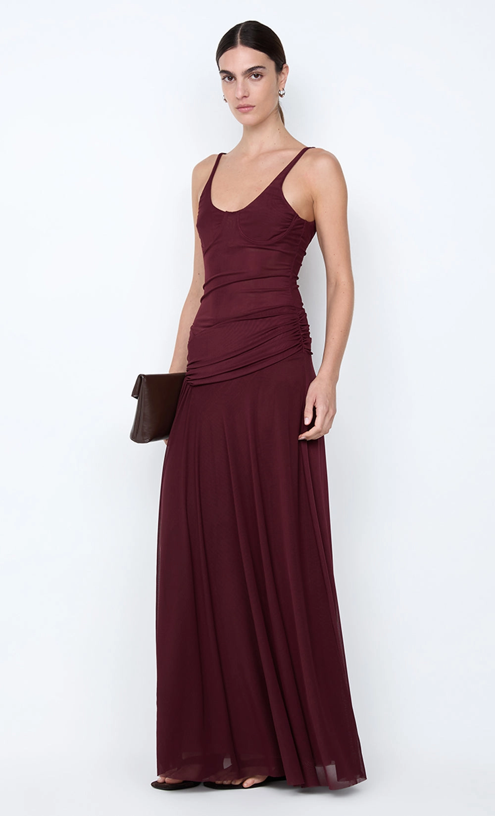 Boat-Neck Light Finish CITRINA MAXI DRESS - PLUM
