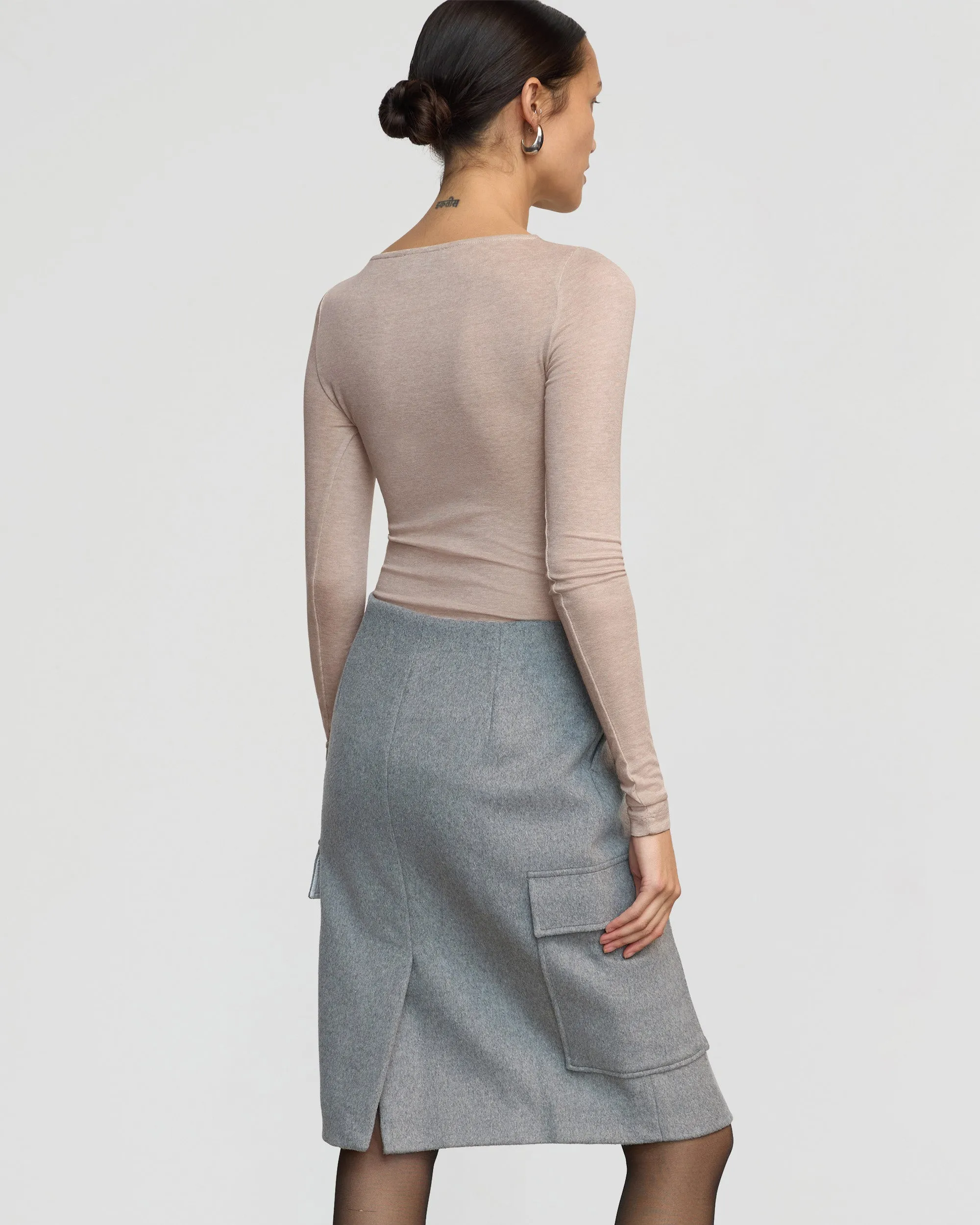 Stylish Vibe Felicia Wool Utility Midi Skirt