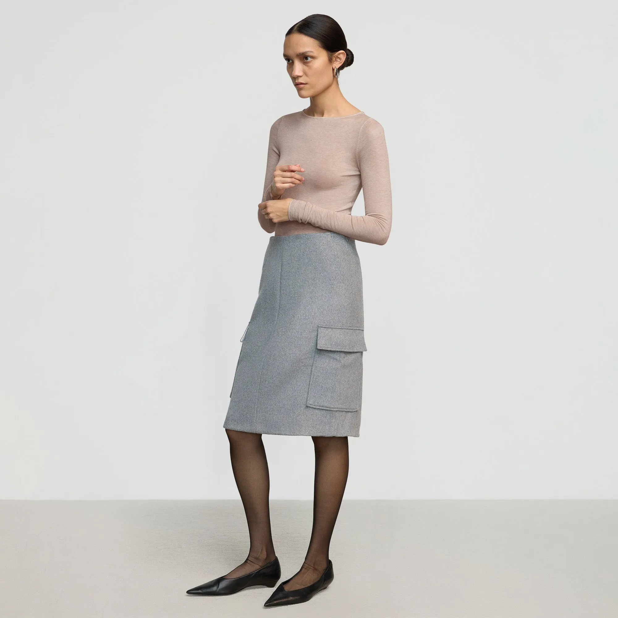Felicia Wool Utility Midi Skirt Fresh Energy