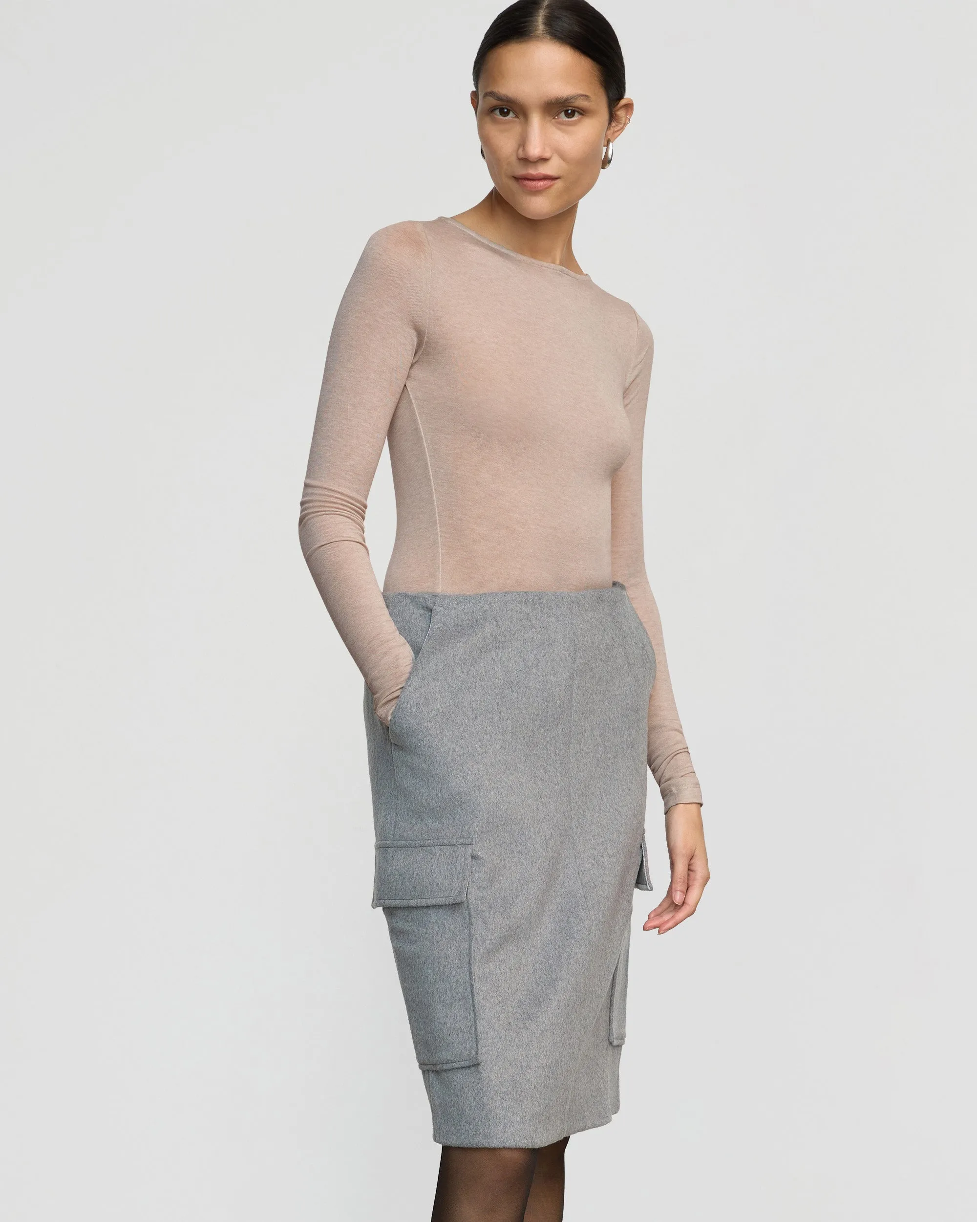 Photography Session Felicia Wool Utility Midi Skirt