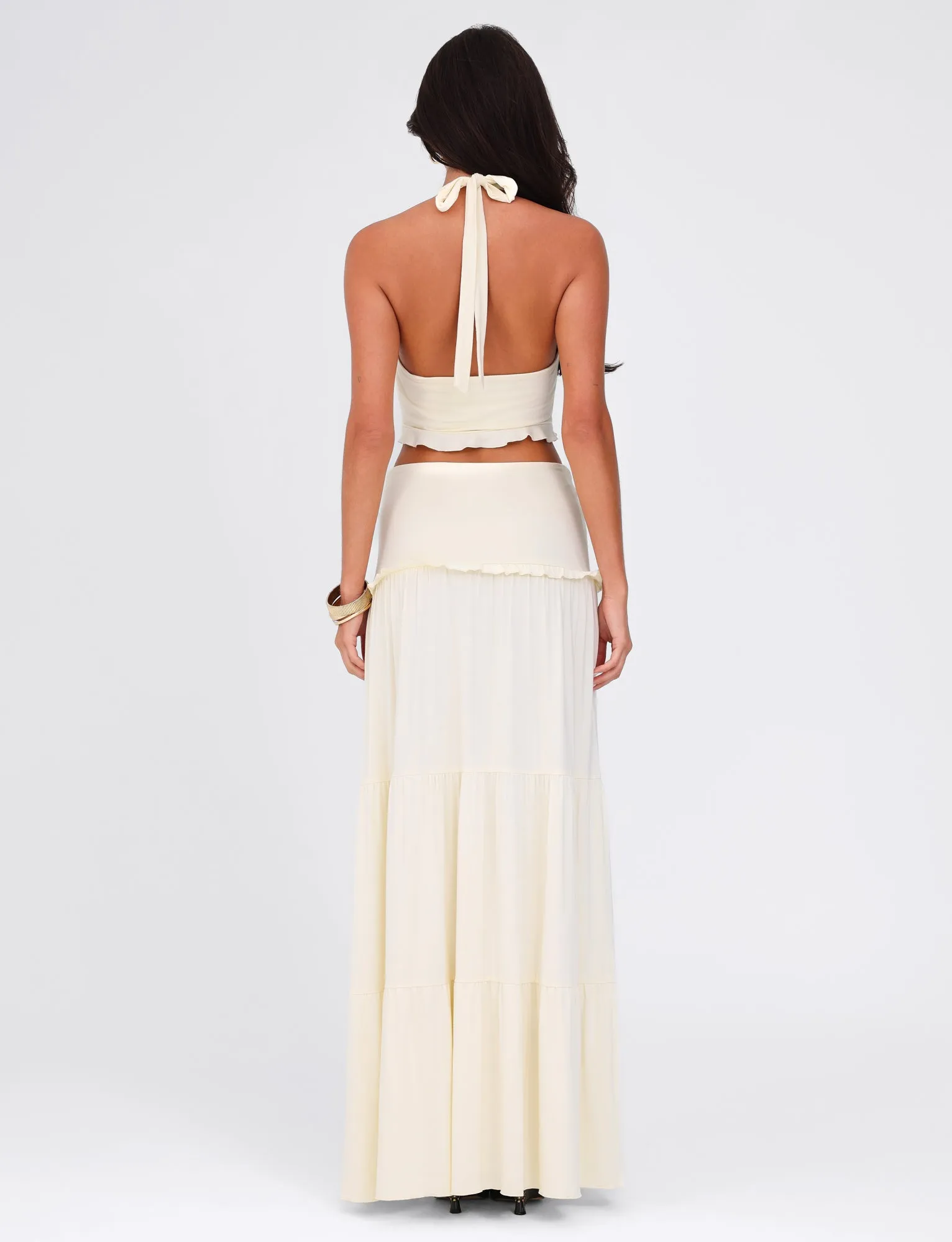 KATYA MAXI SKIRT - WHITE : CREAM Lightweight texture