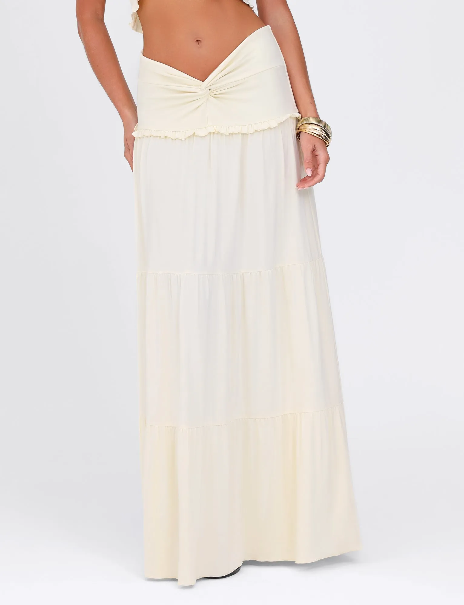 KATYA MAXI SKIRT - WHITE : CREAM Flexible Knit