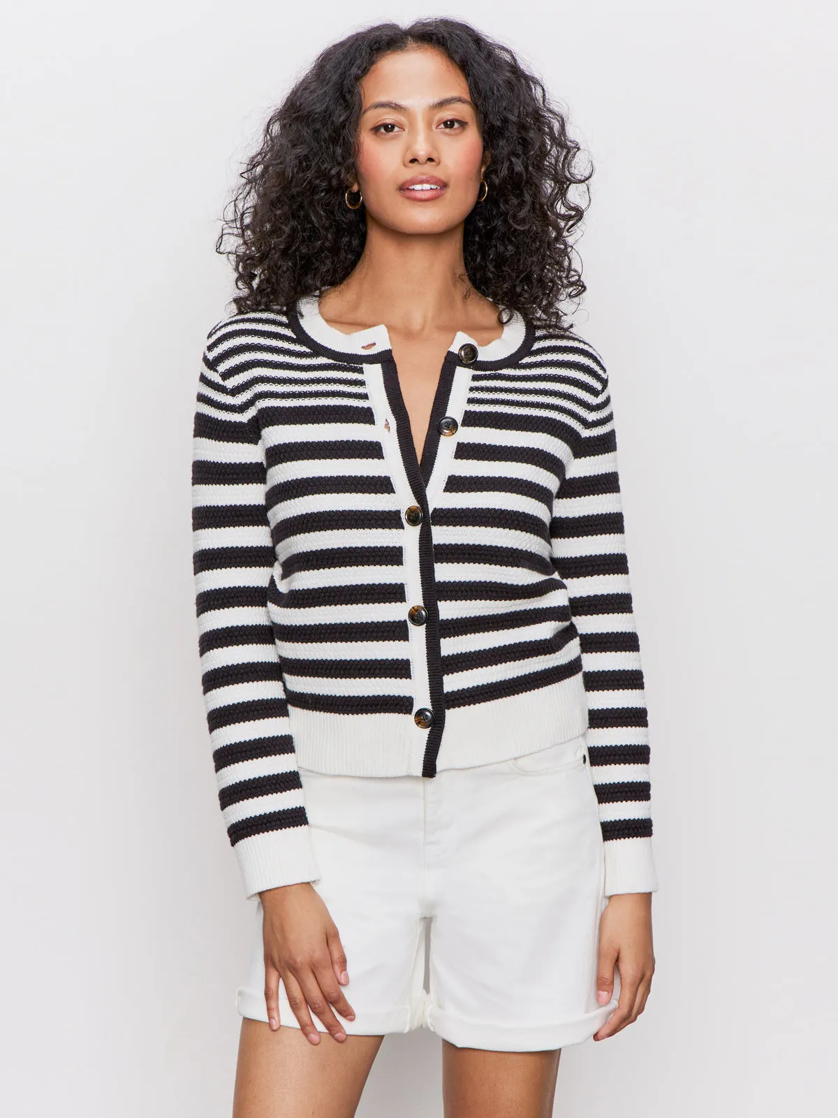 City Summer Cardi Black/ Macrame Multi Stripe EasyCare Material HygienicCoating