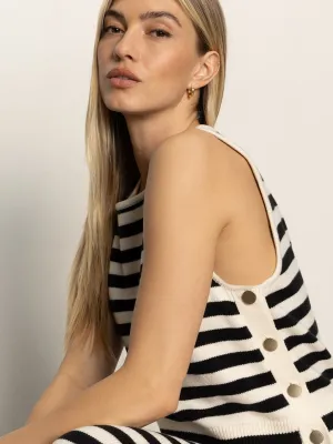 Elegant City Summer Tank Black/  Macrame Stripe