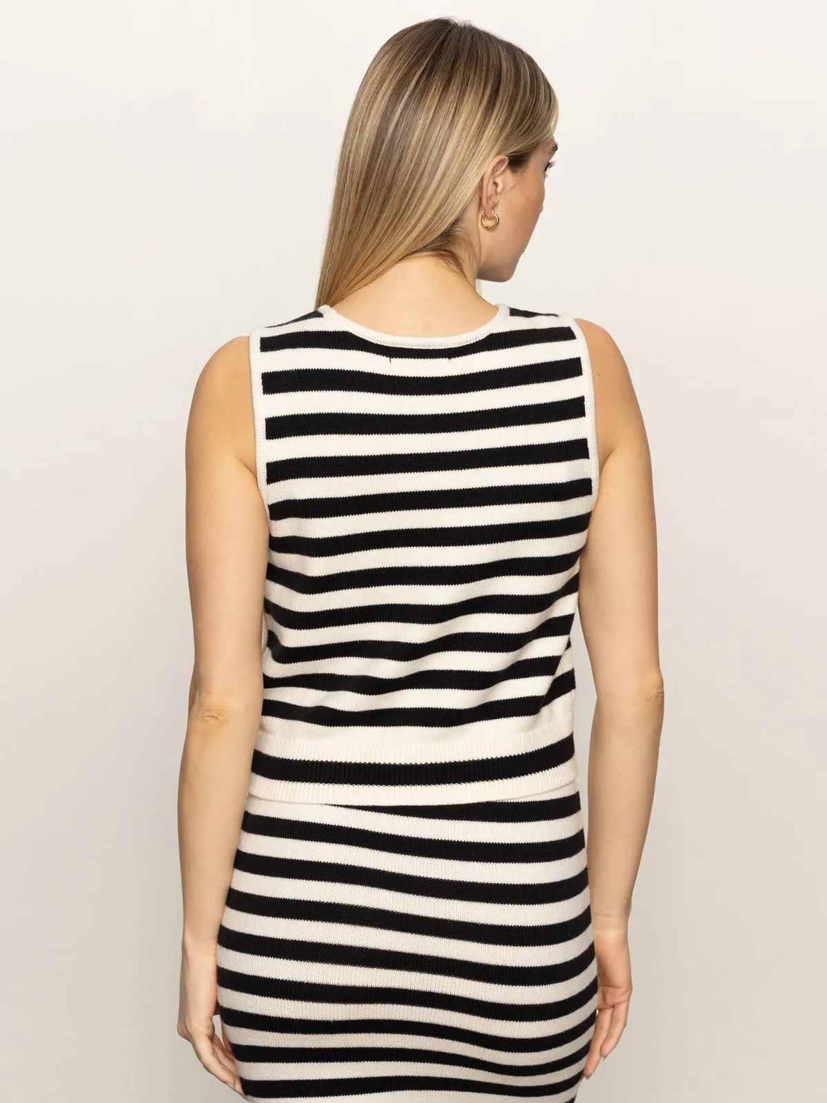 City Summer Tank Black/  Macrame Stripe Stone Wash Process