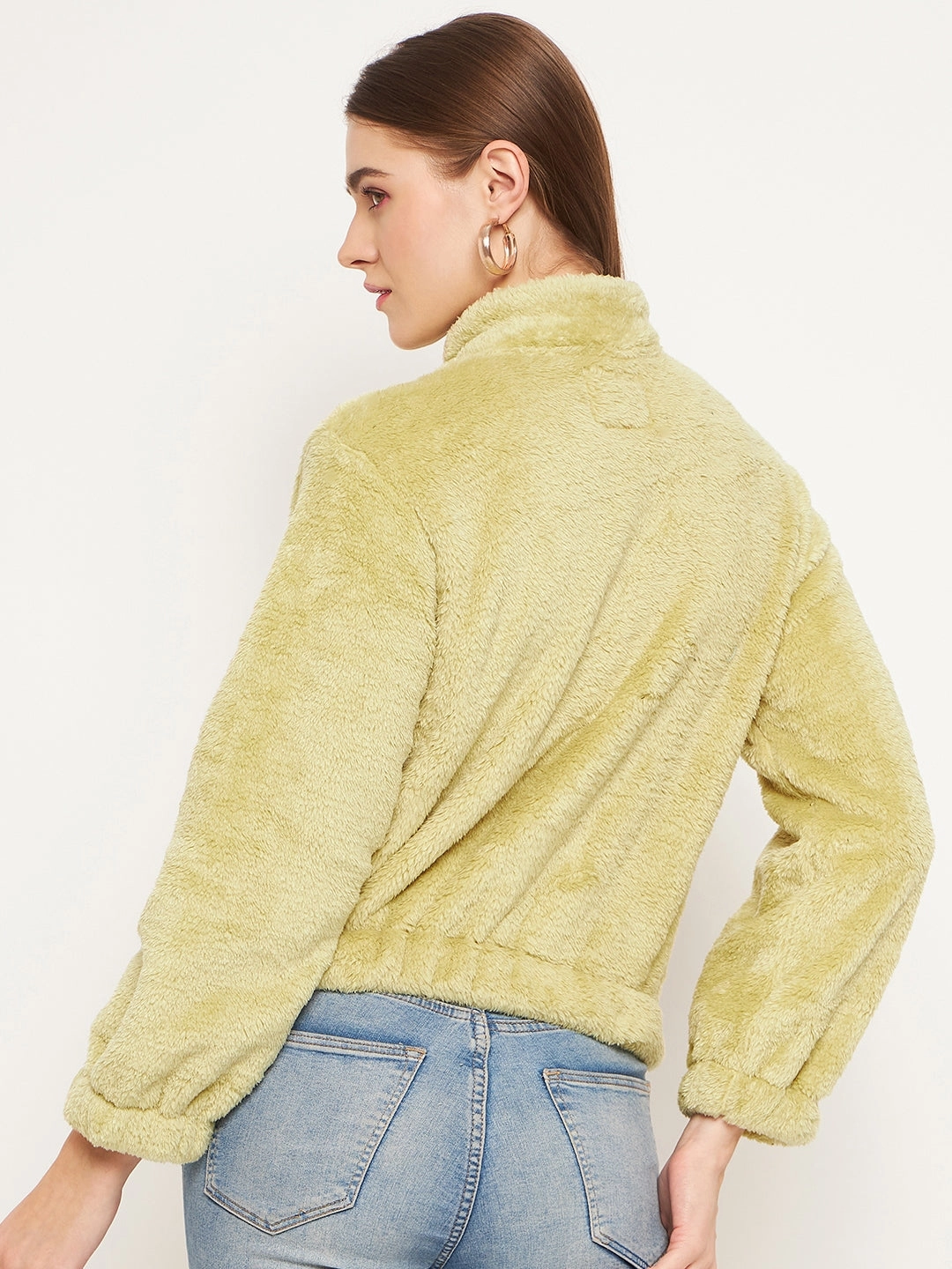 Madame Fleece Mock Neck Apple Green Sweatshirt product eco friendliness level Beach Style