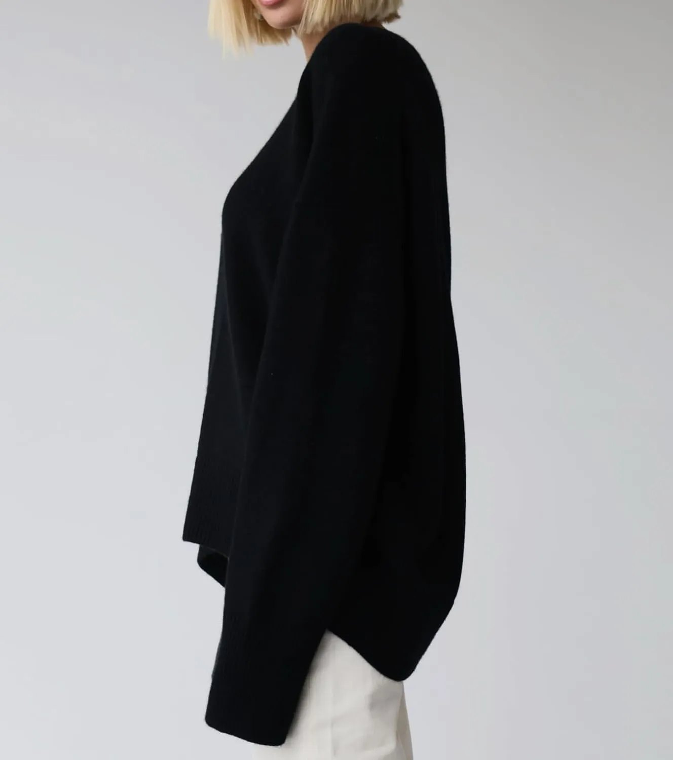 Ckikiou Oversized Crewneck Cute Slouchy High Low Sweater for Women Fall Winter Casual Long Sleeve Soft Knitted Pullover Top