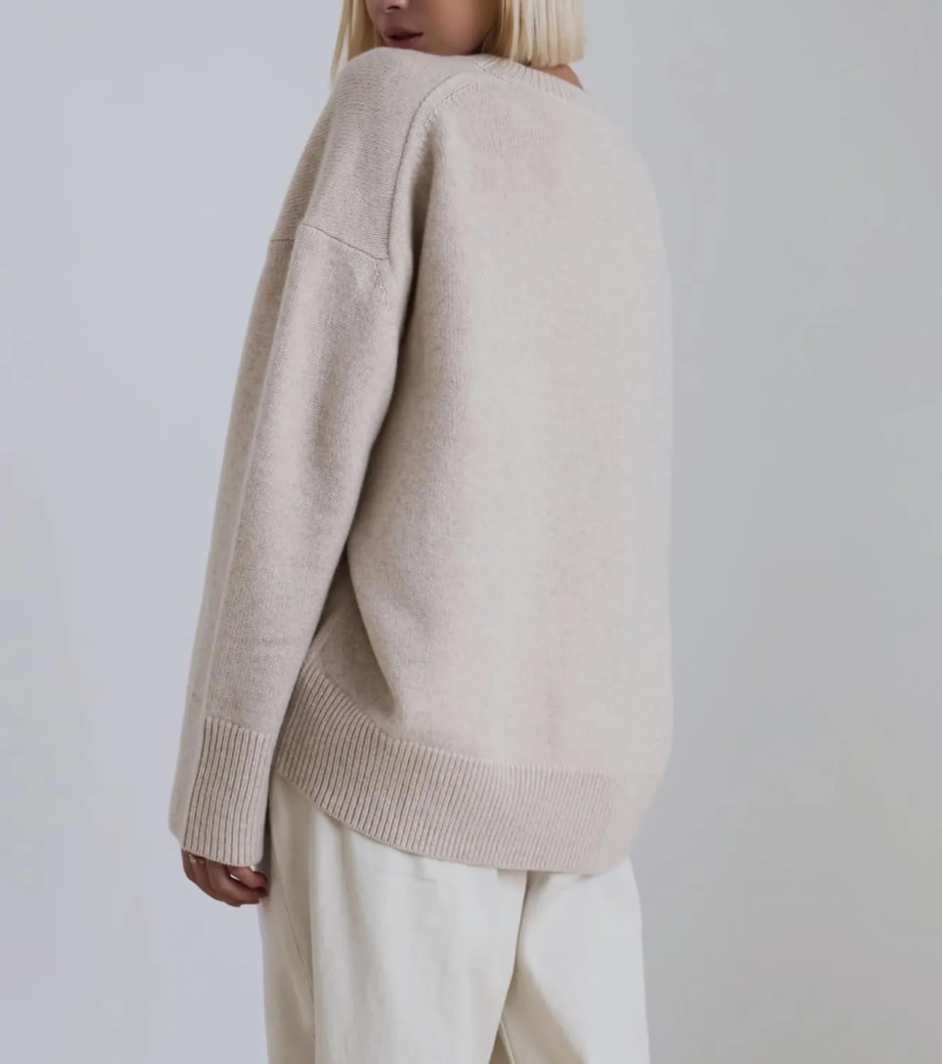 Ckikiou Oversized Crewneck Cute Slouchy High Low Sweater for Women Fall Winter Casual Long Sleeve Soft Knitted Pullover Top