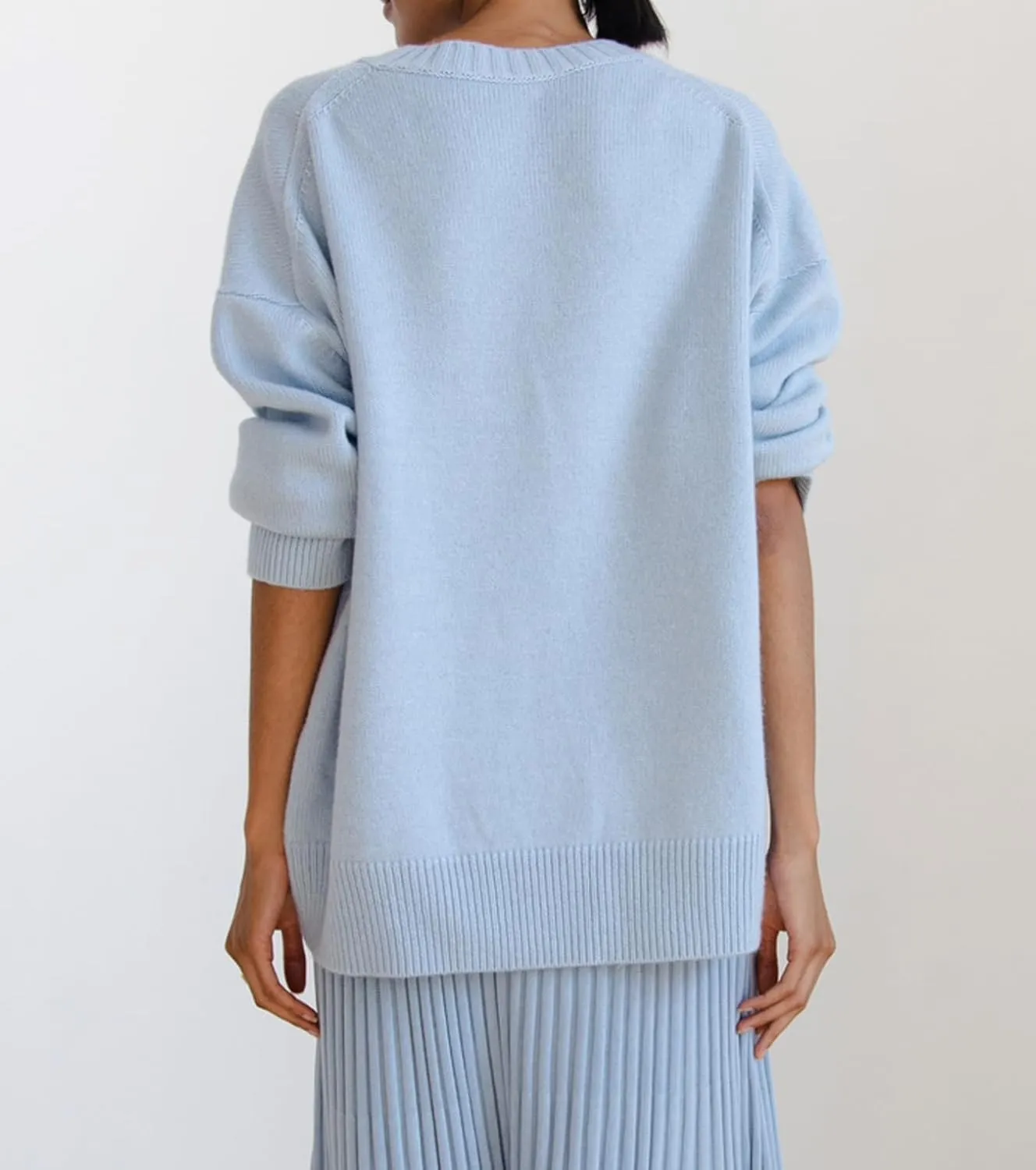 Ckikiou Oversized Crewneck Cute Slouchy High Low Sweater for Women Fall Winter Casual Long Sleeve Soft Knitted Pullover Top