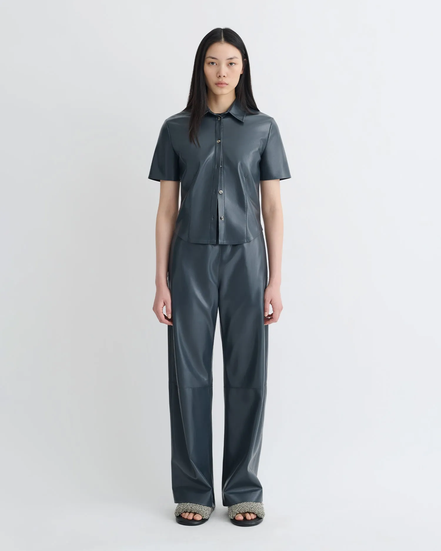 Tactical Attachment Loops Clare - Okobor?Alt-Leather Shirt - Steel Blue