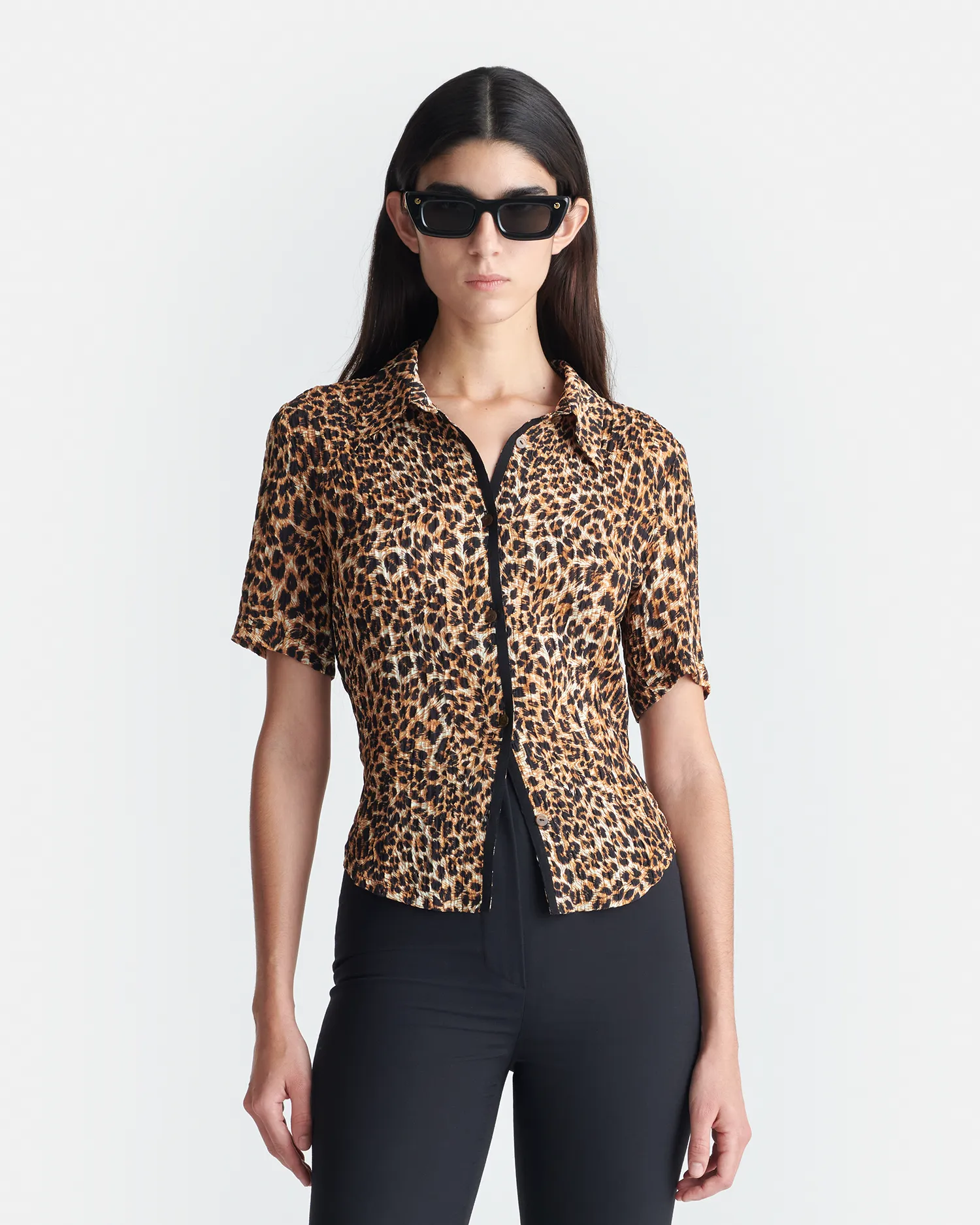 Clare - Printed Shirt - Ocelot Durable Hemming Quick Response Fit