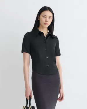 Clare - Slip Satin Shirt - Black swimming accessory Hidden Storage Compartment