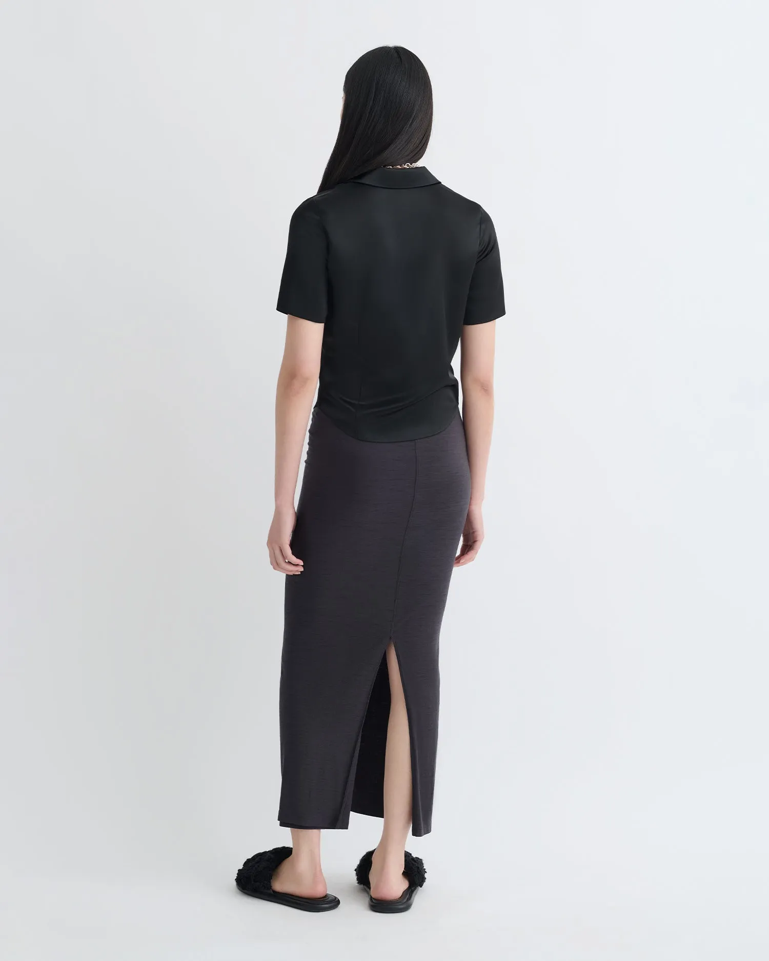 hat Clare - Slip Satin Shirt - Black