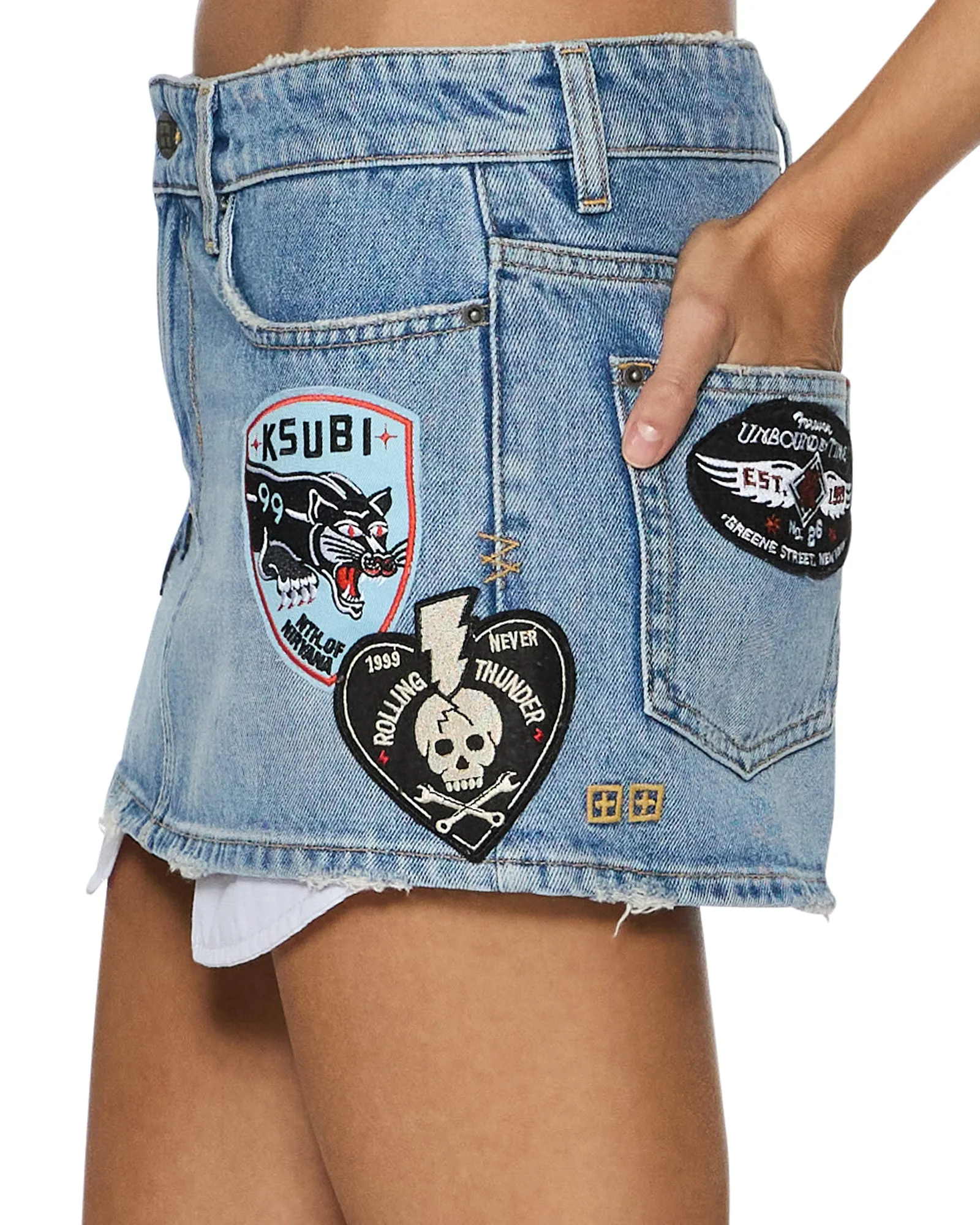 Minimalist Trendy Everyday MICRO MINI SKIRT HORIZON PATCH