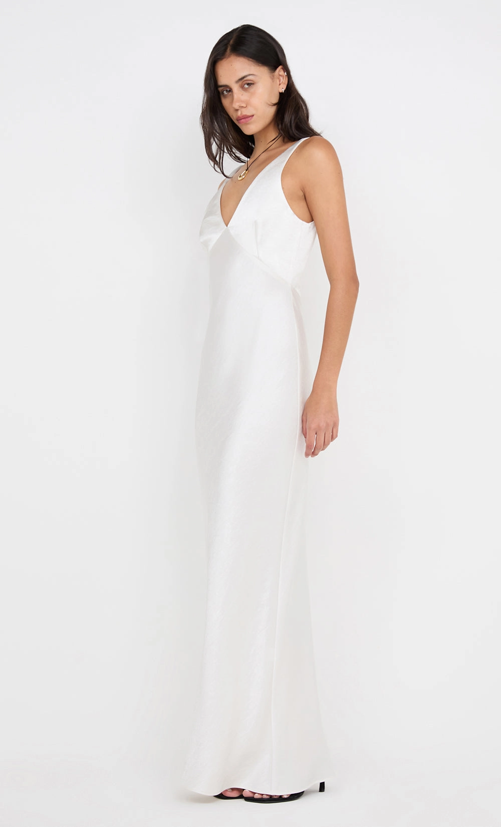 Calm Style AUSTEN V NECK MAXI DRESS - IVORY