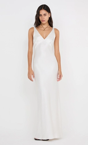 Classic Layer AUSTEN V NECK MAXI DRESS - IVORY