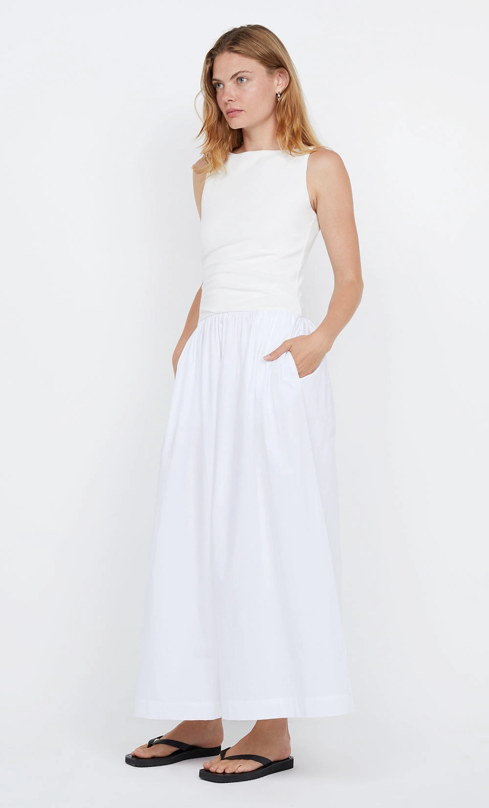 FREYA BOAT NECK DRESS - IVORY Elegant Fabric All Timewear