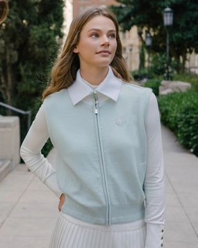 Wool zip-up windproof vest - Mint Anti Slip Interior