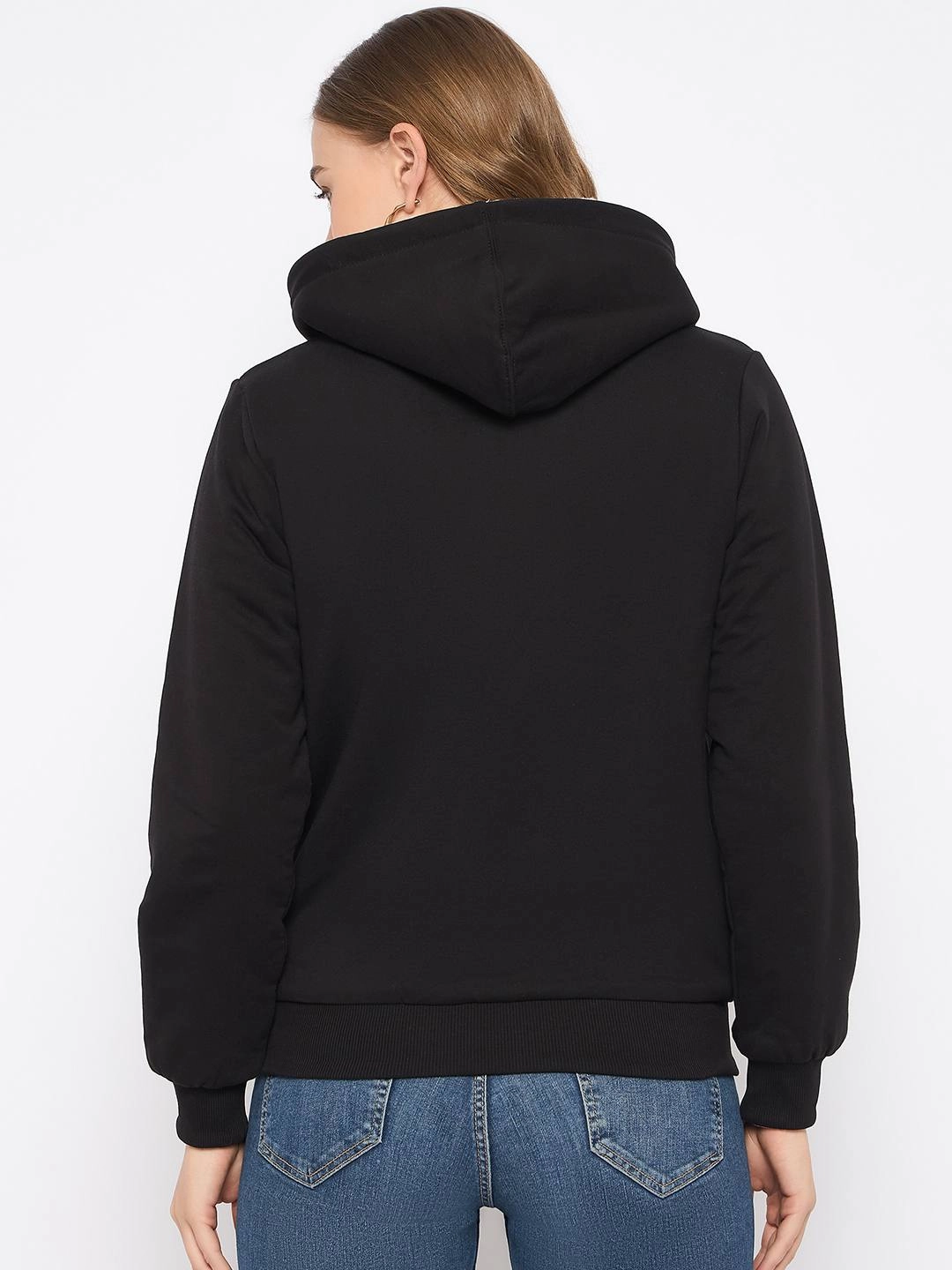 Pastel Shade product holiday wearability Madame Metal Detailed Zipper Black Hooded Sweatshirt