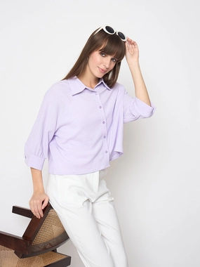 Madame Shirt Collar Buttoned Orange Lilac Shirt Advanced Moisture Management