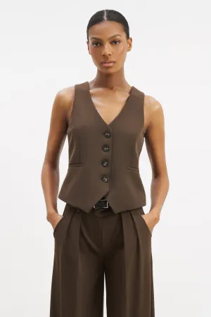 RibbedTrims Clean Cut Waistcoat - Carob