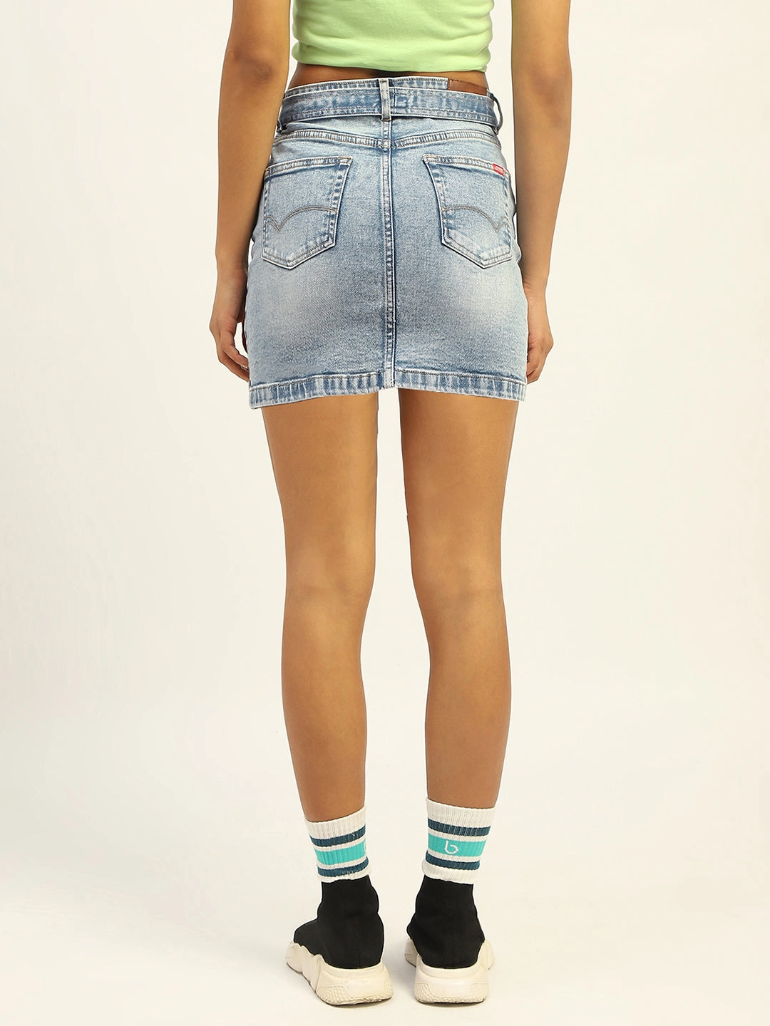 Madame Blue Cotton Denim Skirt Lightweight texture