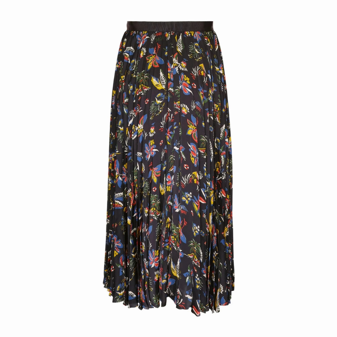 Crossback Strap High Rise Tropical Print Skirt