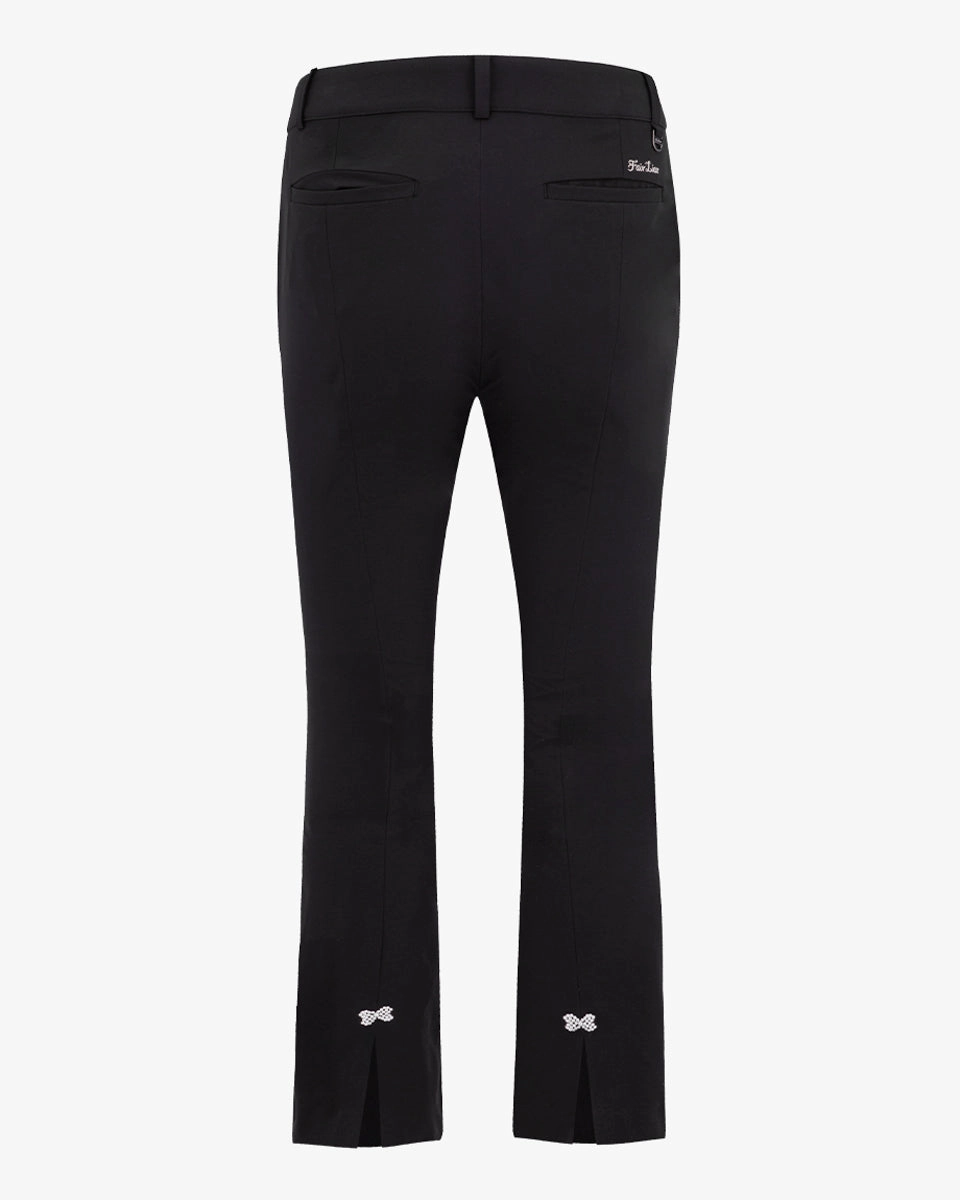 Quick Fit Wear Cropped hem High waist back opening bootcut pants - Black