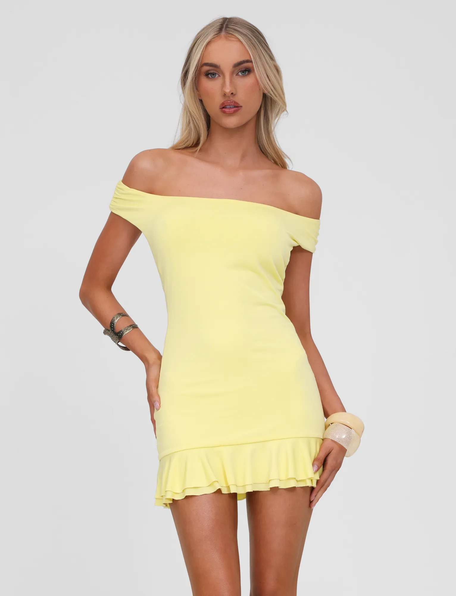 CLIA MINI DRESS - LEMON Quick Glam