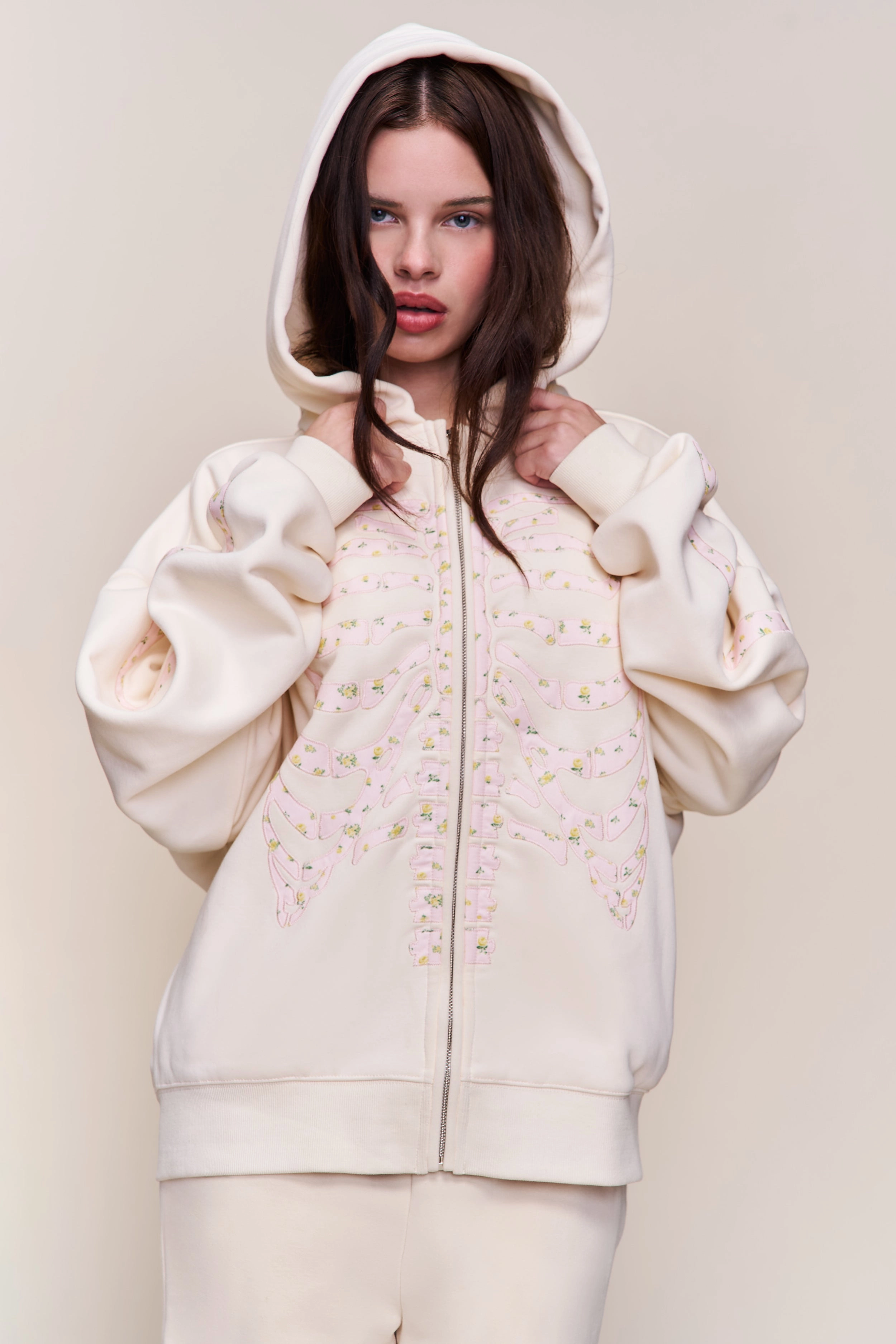 Clifton Zip Up Hoodie Slub Texture
