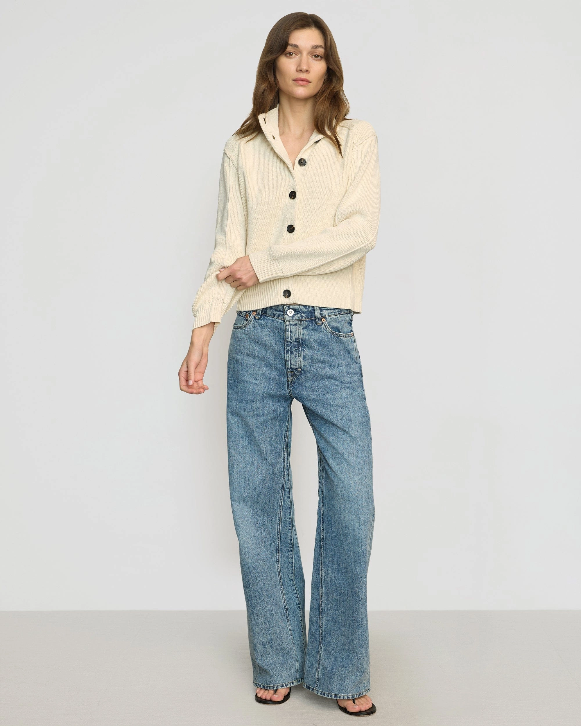 Everyday Knit Clove Button Mock-Neck Knit Cardigan