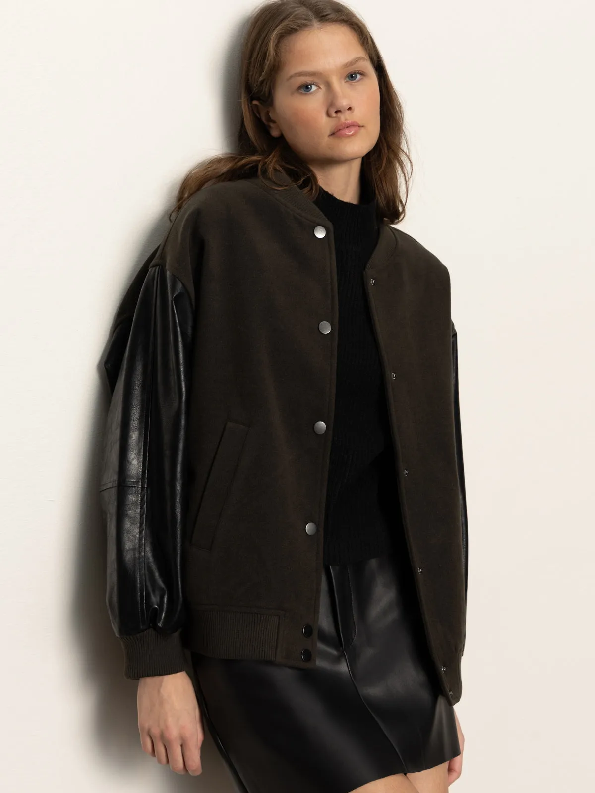 Club Varsity Jacket Midnight Olive popular in America