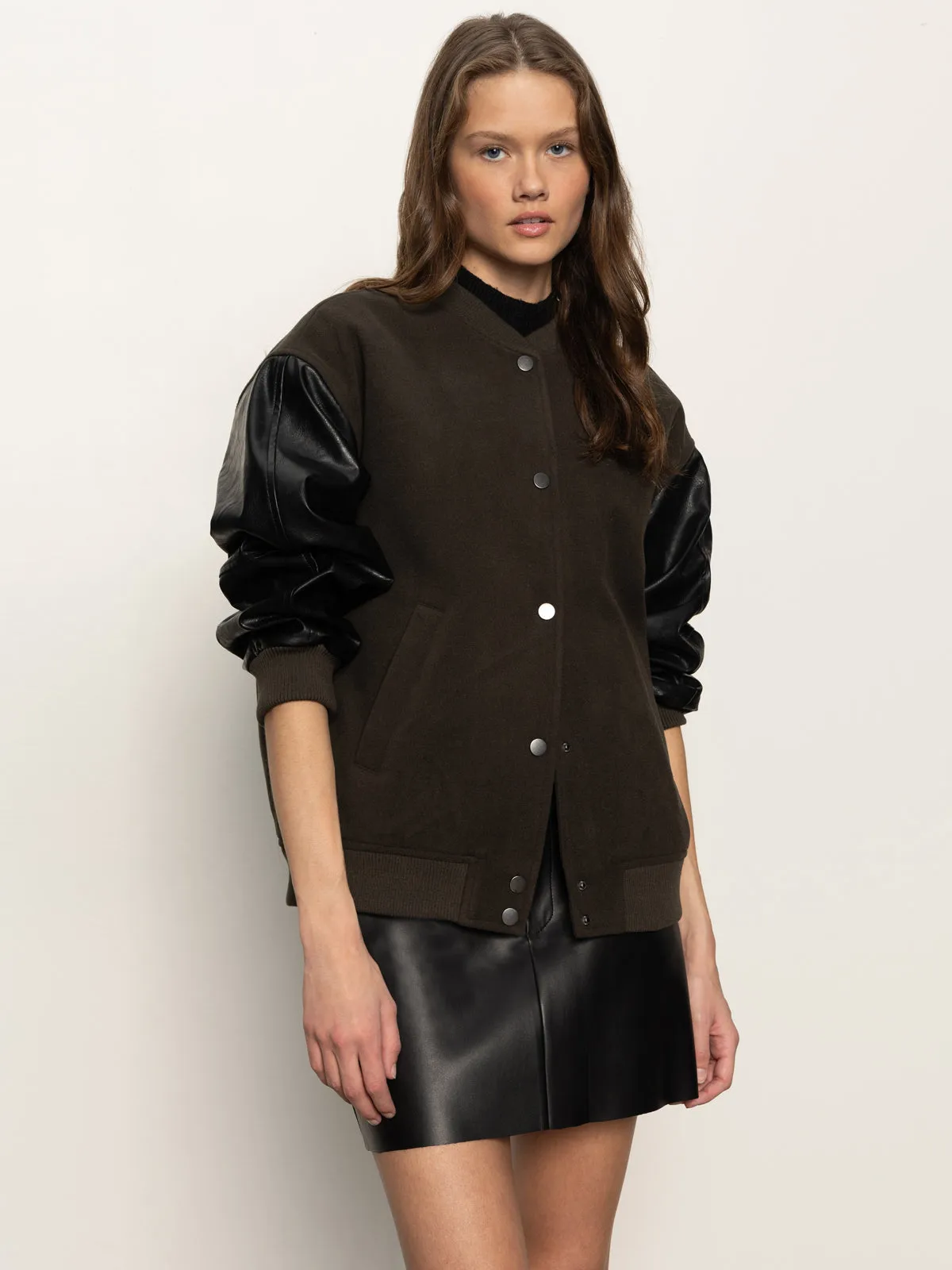 Club Varsity Jacket Midnight Olive popular in Europe Waterproof Shell
