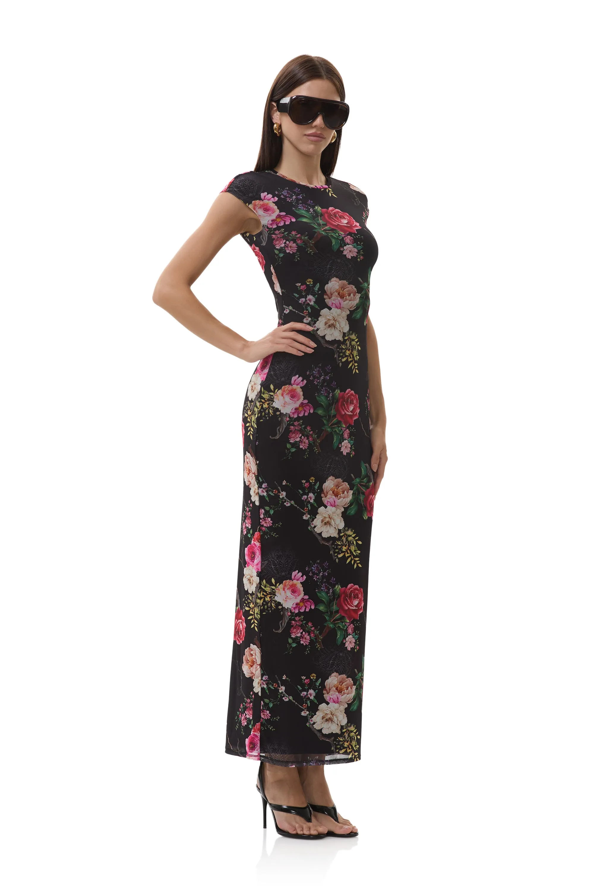 Cody Dress - Noir Summer Rose Front-Zip Fashionable And Functional