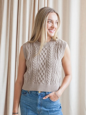 Versatile Layered Colby Knit Vest - Beige