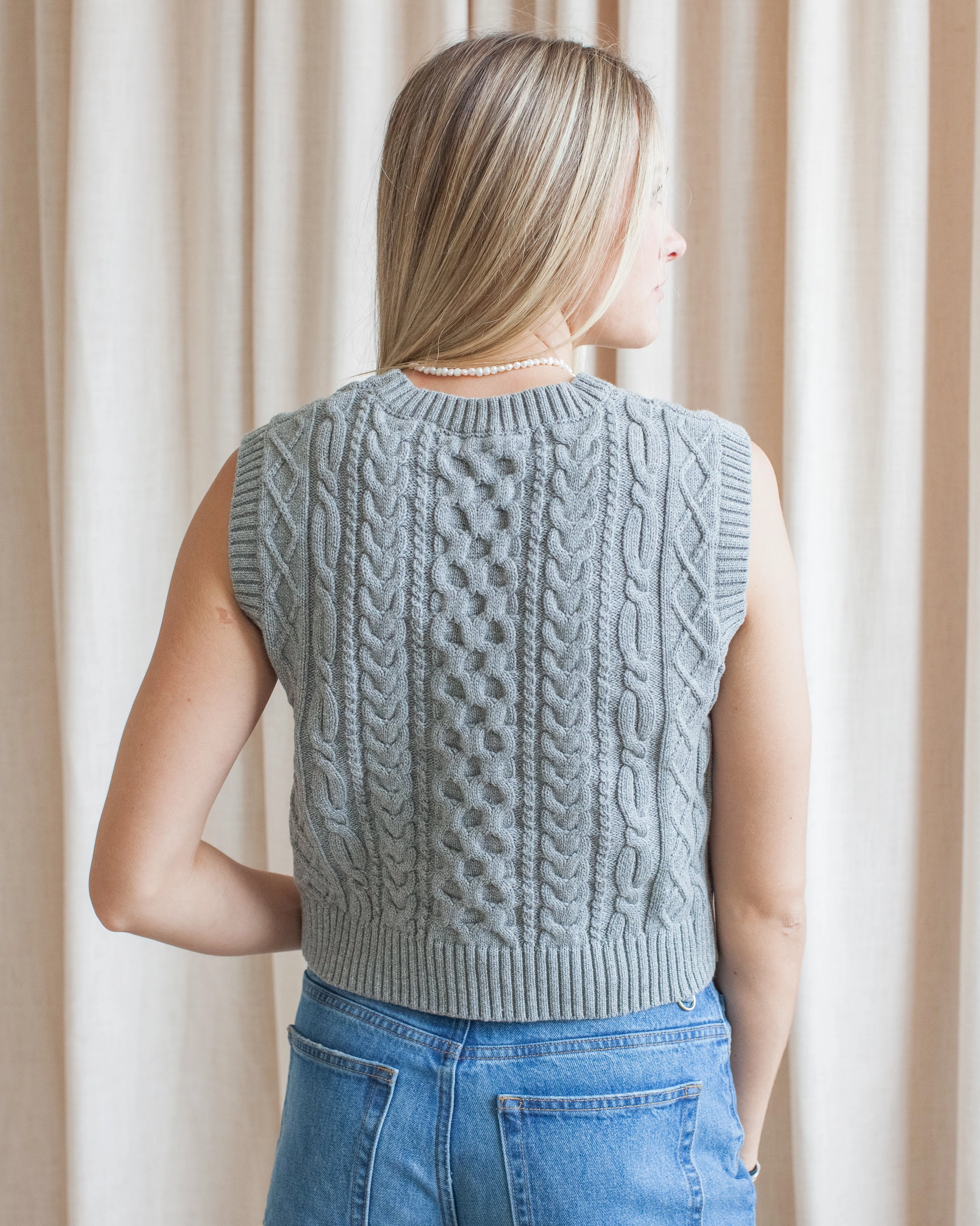 Luxe Layer DoubleLayered Hem Colby Knit Vest - Grey