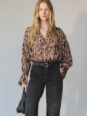layerable Chic Comfort Style Colette Shirt Mocha Leo