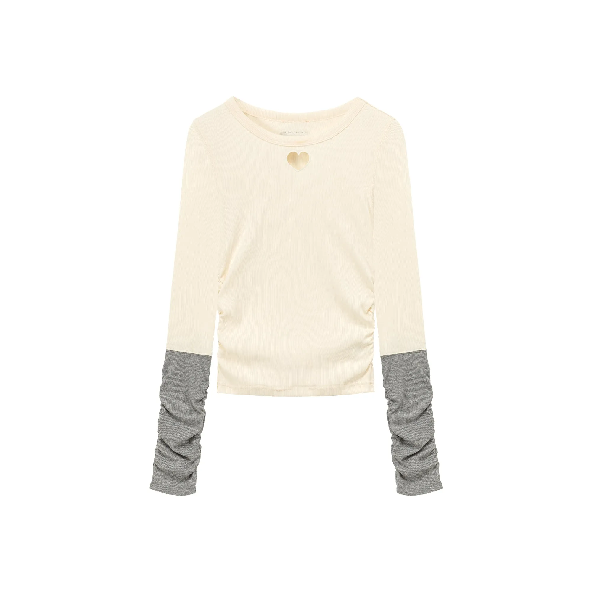 Color Matching Cropped Heart Cutout T-Shirt