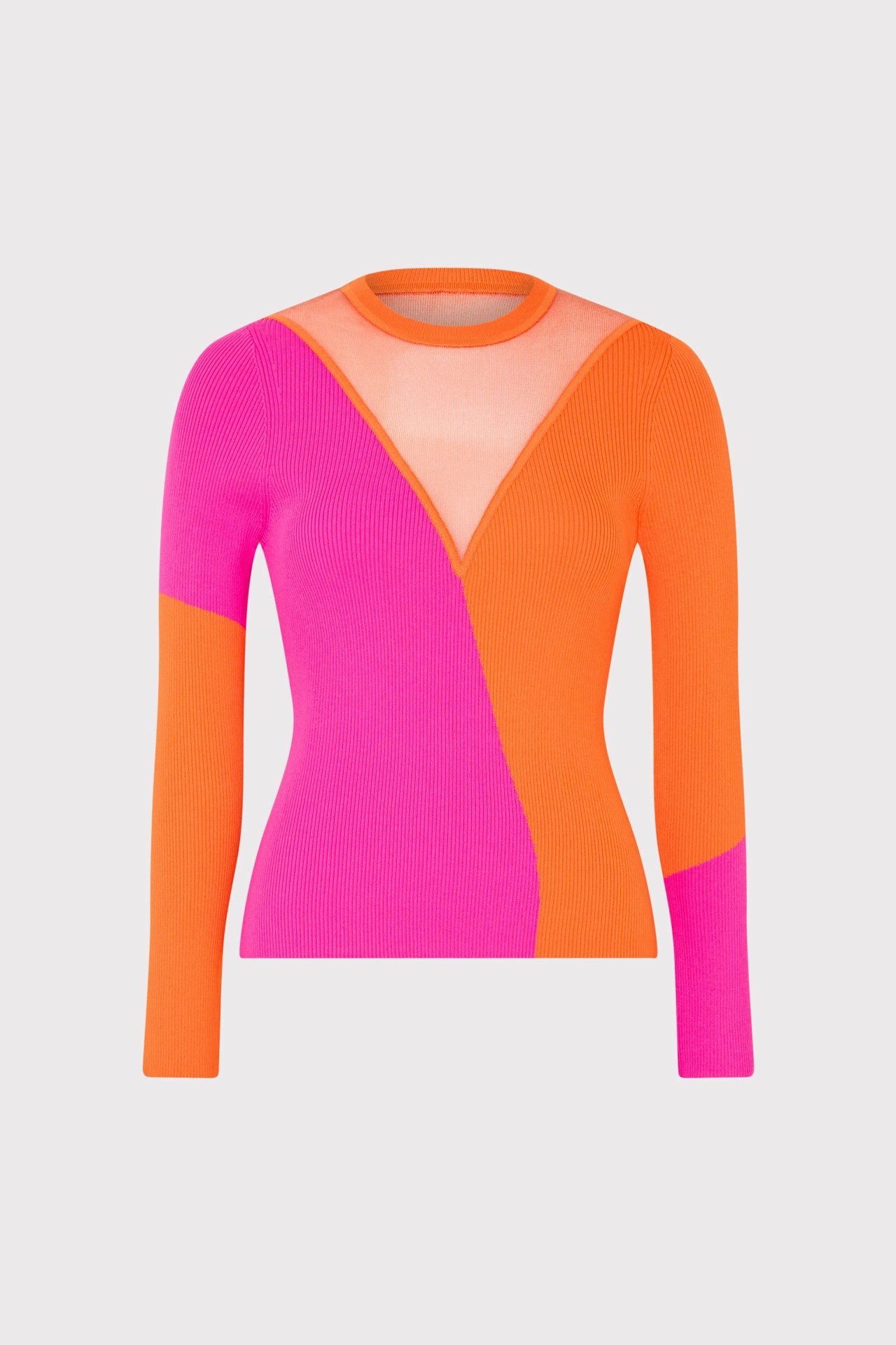 Color Block Sheer Graphic Crewneck Ultra Fine Gauge AntiSnag Surface