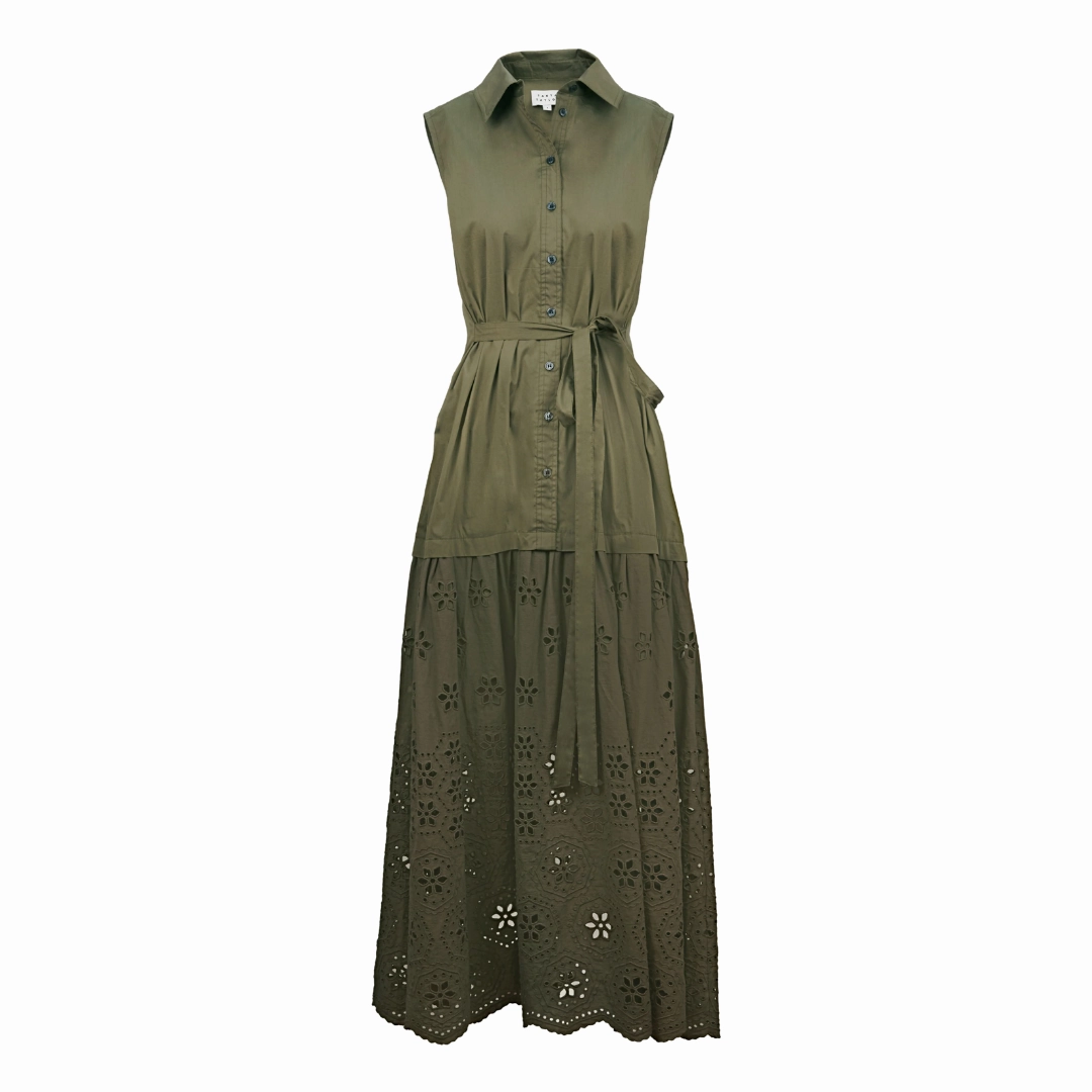 Eyelet Bailey Midi Dress Draped Layer Day Chic