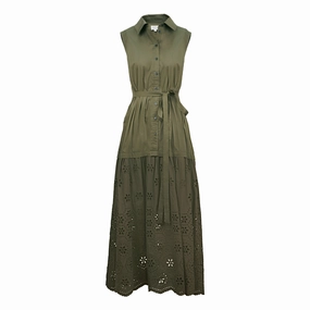 Eyelet Bailey Midi Dress Draped Layer Day Chic