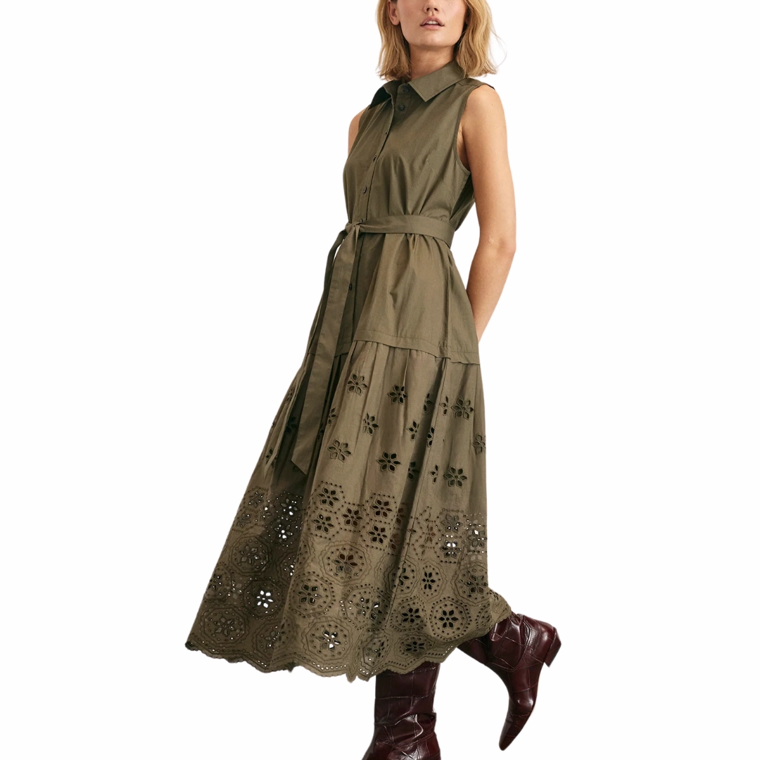 Eyelet Bailey Midi Dress Comfy Design Smart Casual