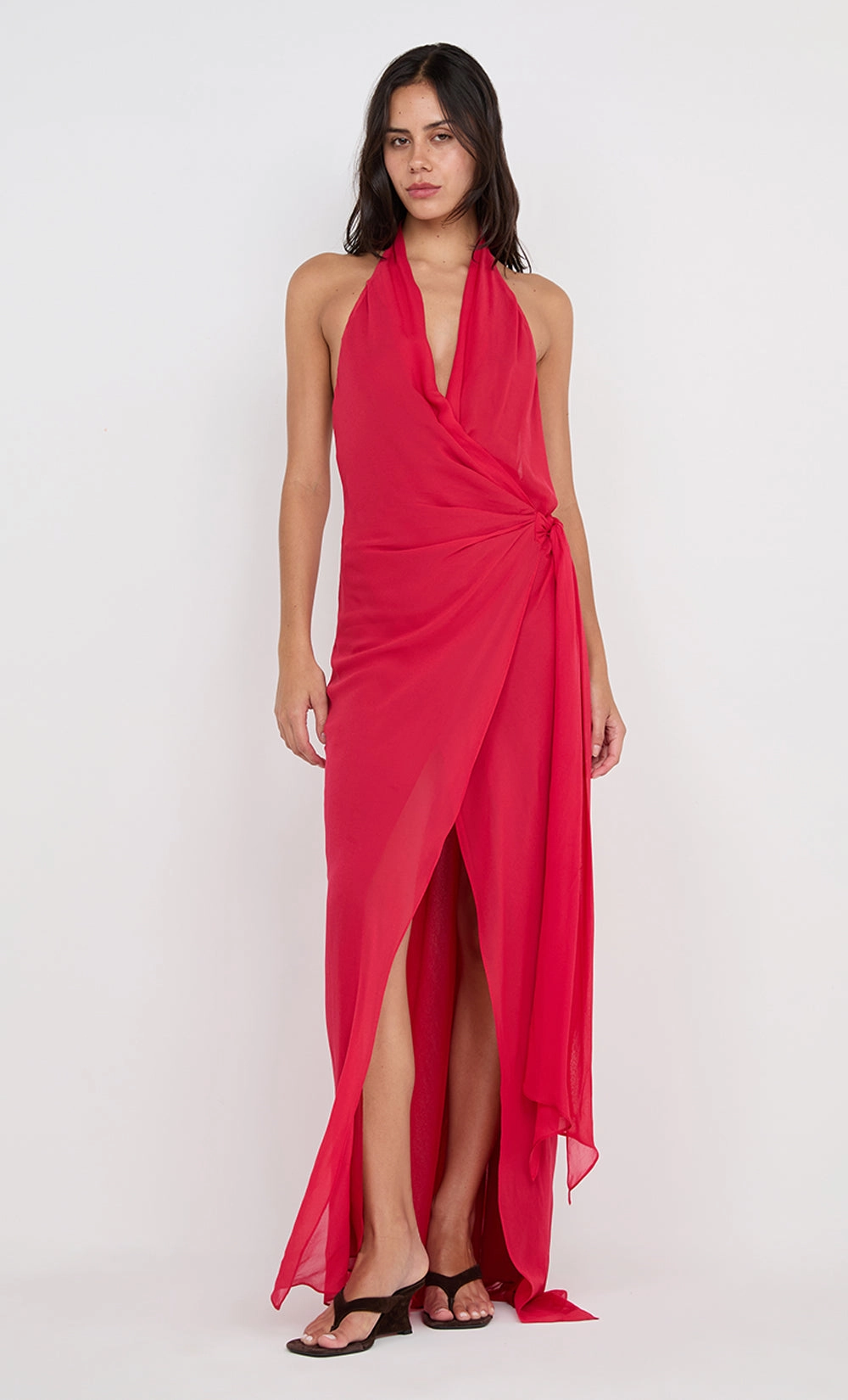 Travel Fit Relaxed work dress SONEVA WRAP DRESS - STRAWBERRY