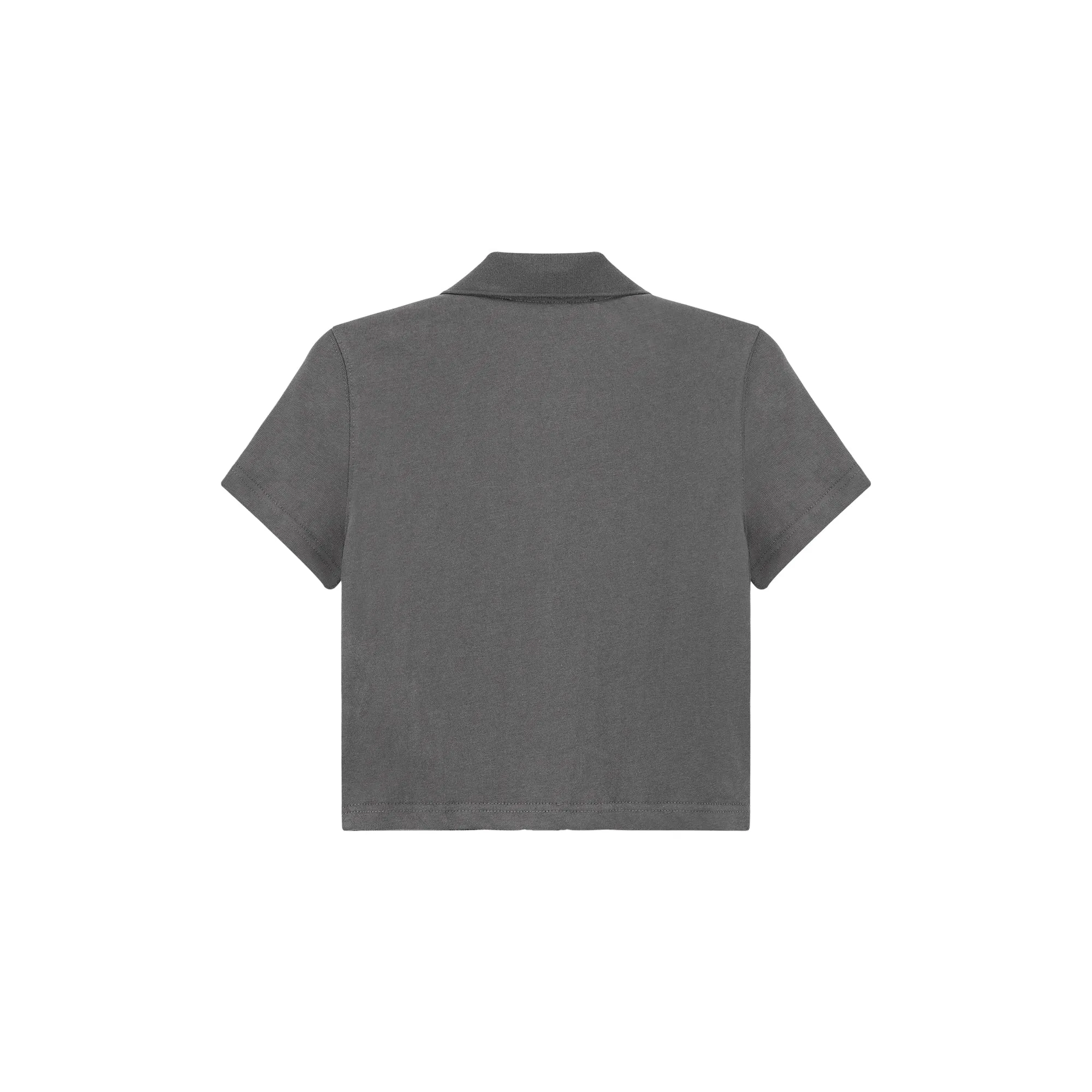 Colored Pocket Cropped Button Shirt