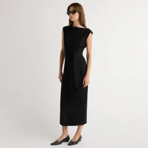 FlexibleClosure Loose Flow Edina Tie-Front Slit-Neck Dress