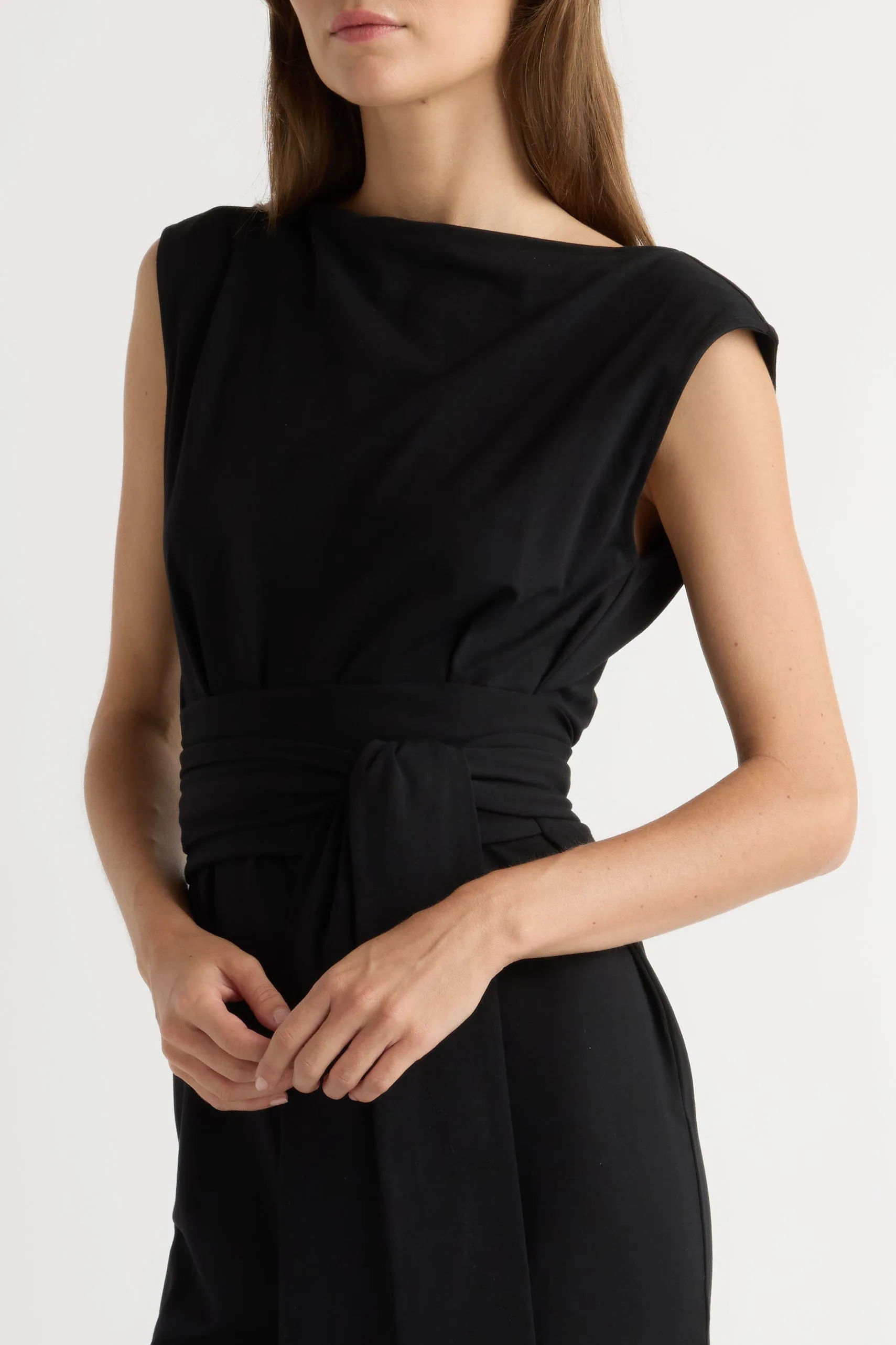 Edina Tie-Front Slit-Neck Dress Day-to-evening dress