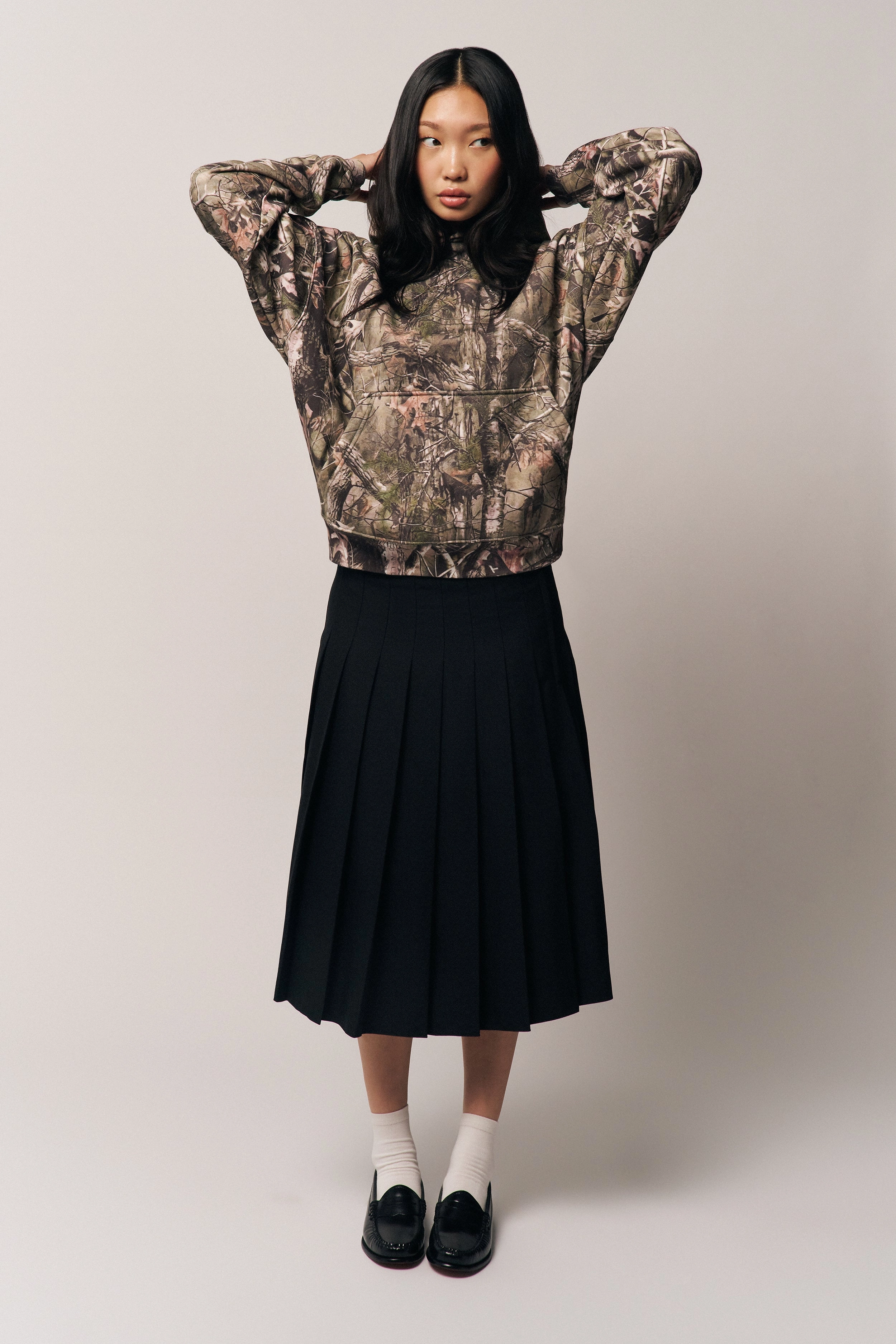 Camo Sweatshirt Flatlock stitching