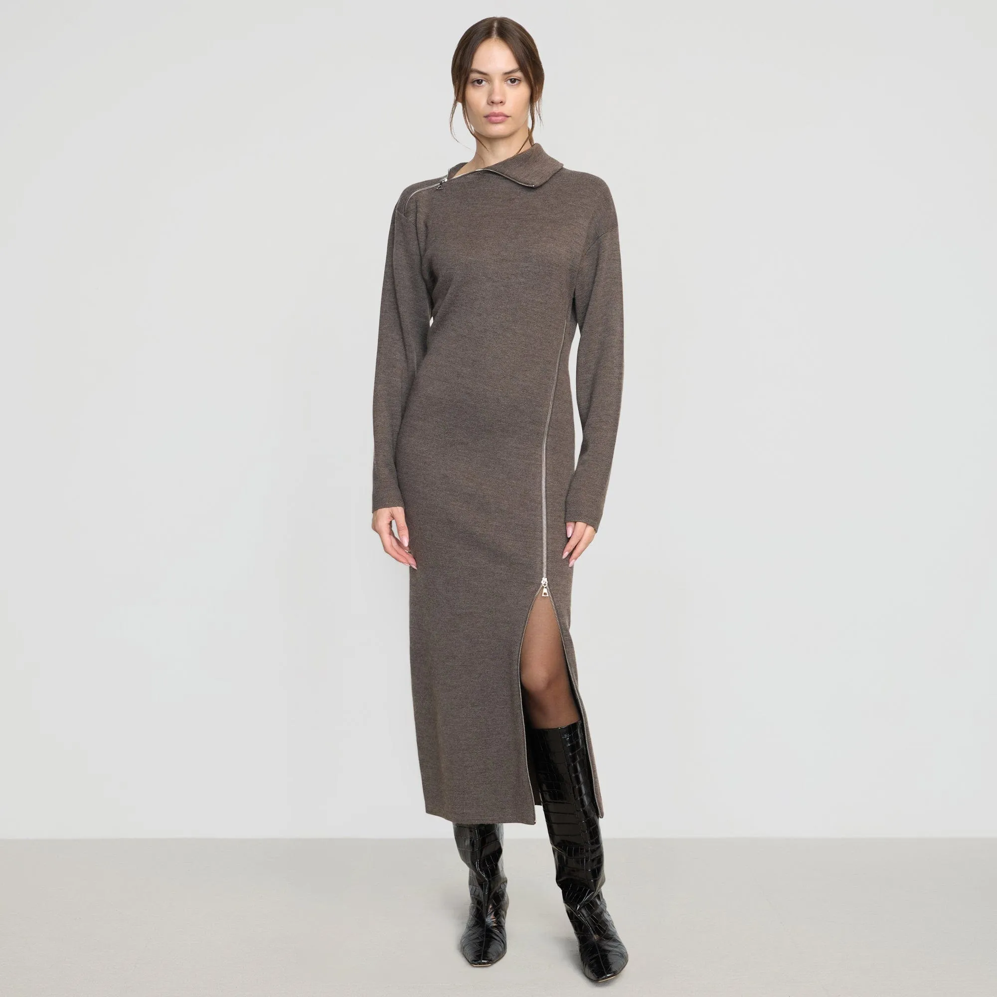 Yara Zipper Sweater Dress Influencer-Style