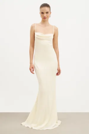 Ruched Chiffon Maxi Dress - Buttermilk Chic Fit Boho Aesthetic