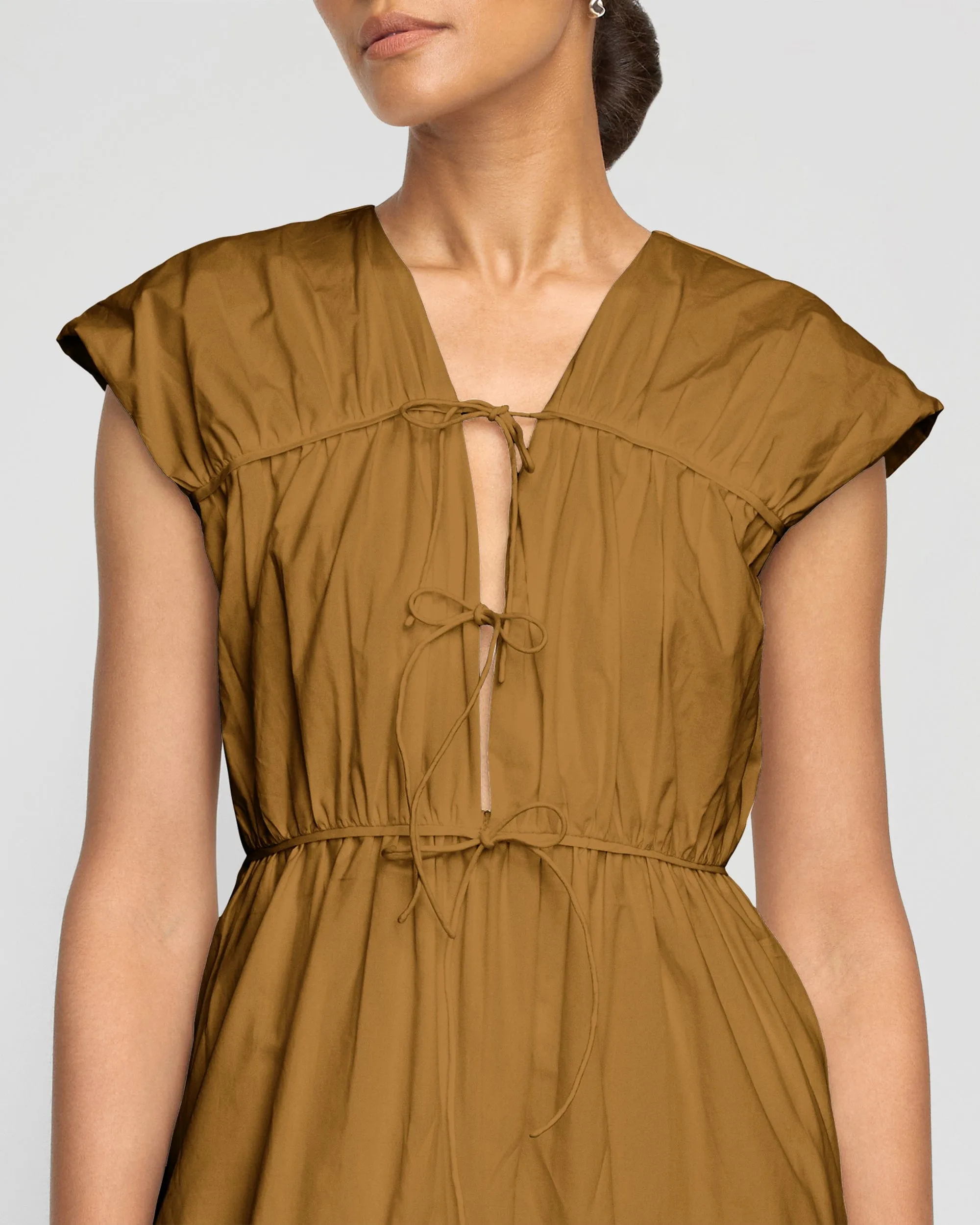 Understated Glam Shreya Tie-Front Organic Cotton Dress
